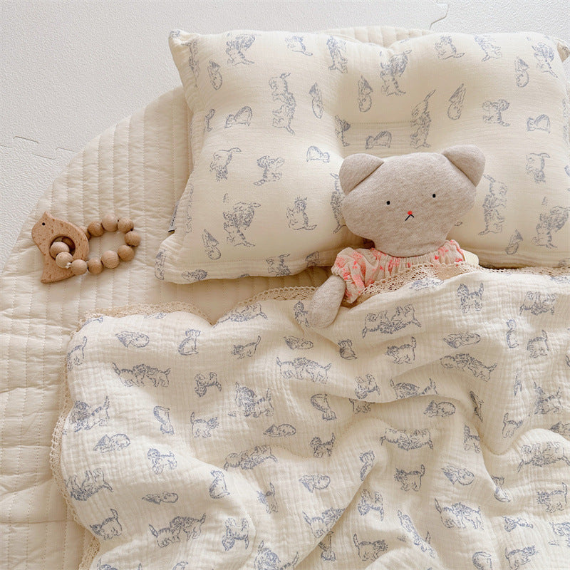 Dream Kitty Neutral Gender Cotton Baby Quilt