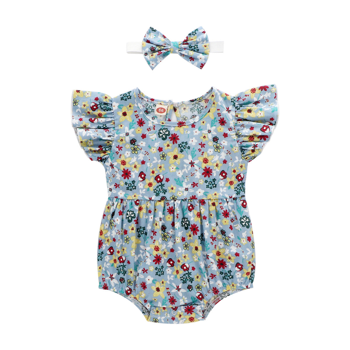 Vintage Princess Floral Cotton Romper and headband