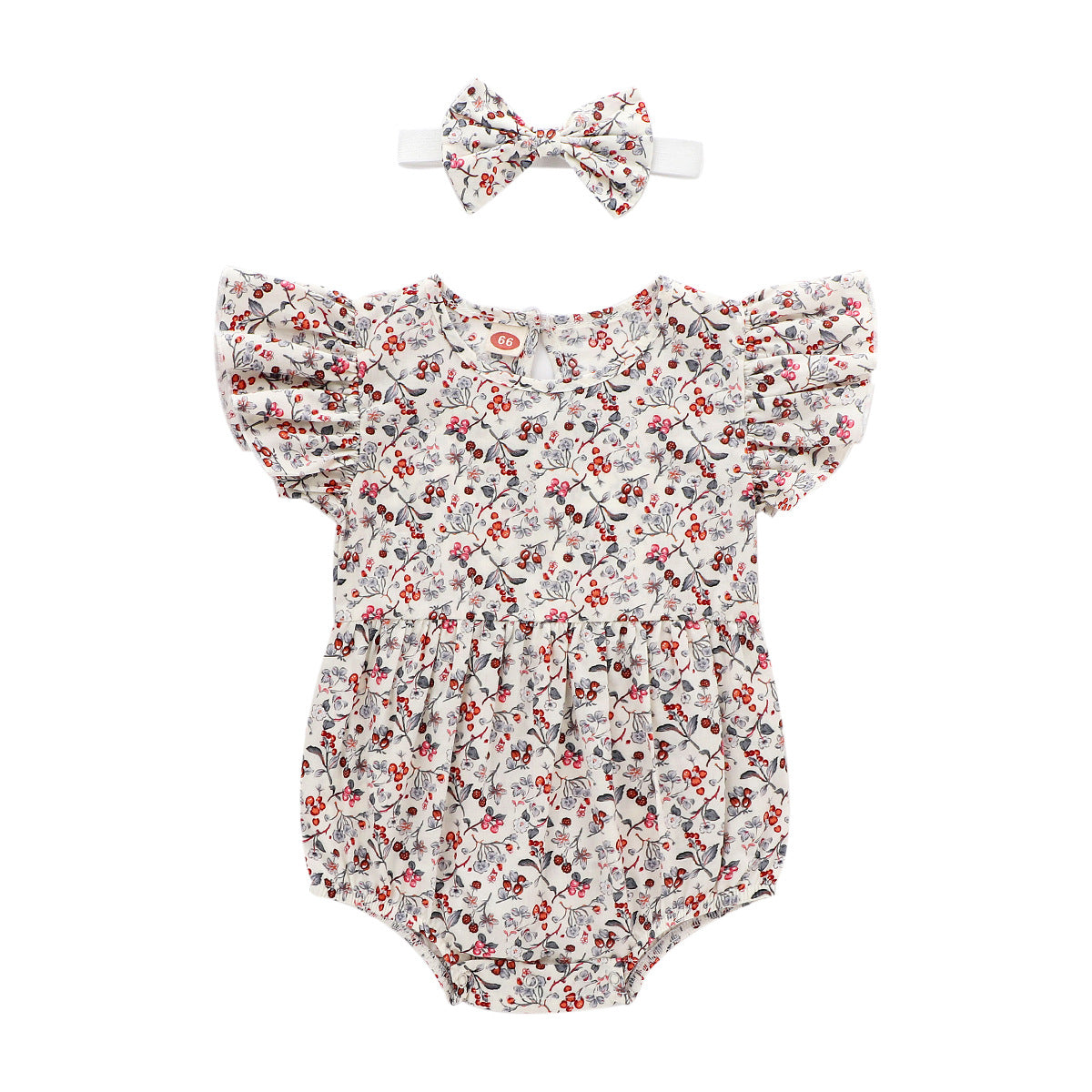 Vintage Princess Floral Cotton Romper and headband