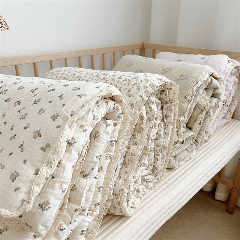 Earthy Cherries High Quality Pure Cotton Baby Quilt