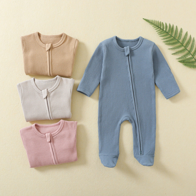 Long Sleeve Waffle Cotton Onesie