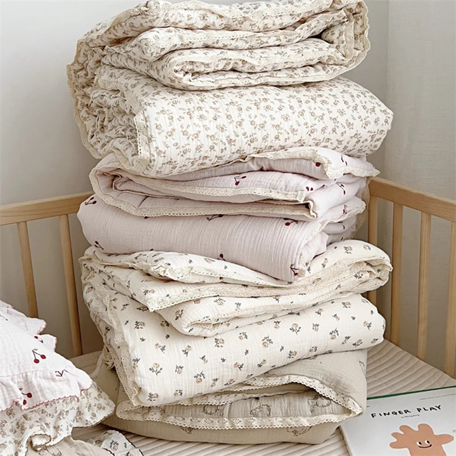 Earthy Cherries High Quality Pure Cotton Baby Quilt