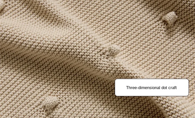 Cotton Knit Baby Blanket with Mini Poms