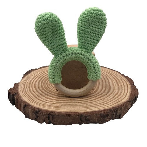 Wooden Crochet Rabbit Ear Teether