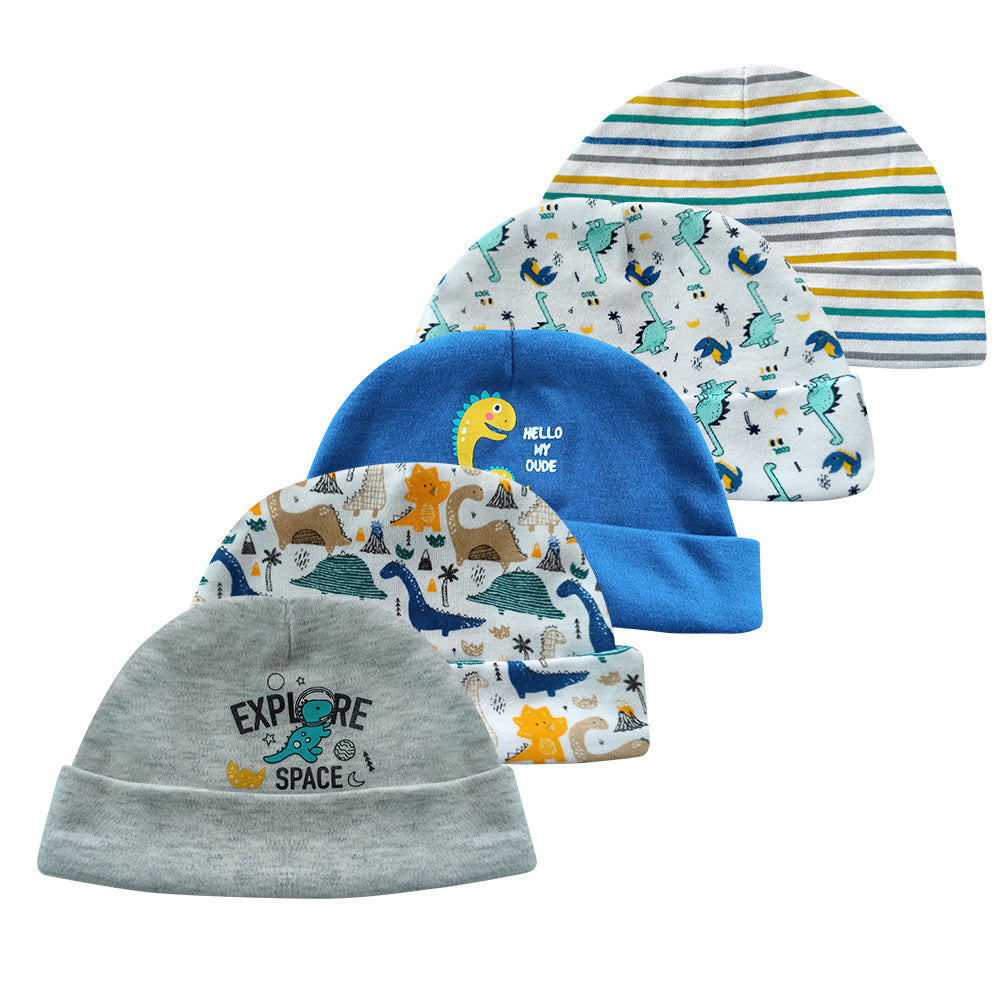 Cotton Baby Beanie Set (5) for Boys and Girls