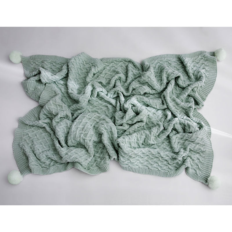 Knitted Pom Pom Baby Blanket
