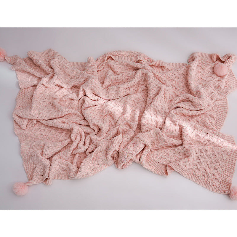 Knitted Pom Pom Baby Blanket