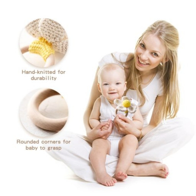 Handmade Knitted Cotton Flower Rattle