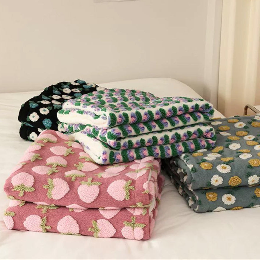 Strawberries and Cream Dual-Sided Cozy Fleece Blanket