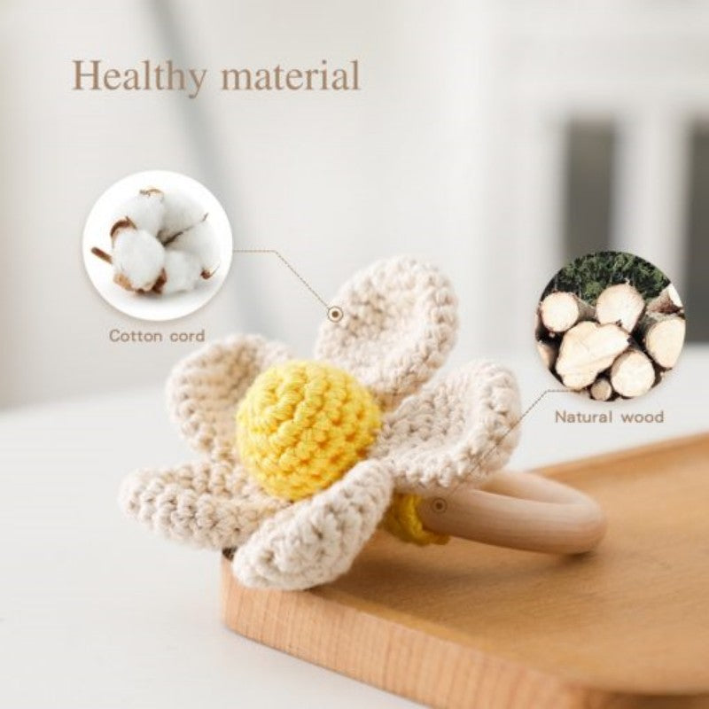 Handmade Knitted Cotton Flower Rattle