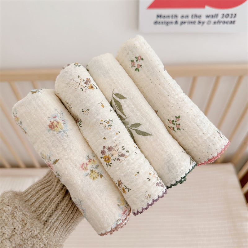 Floral Burp and Drool Cloth Wipes (pack of 4)
