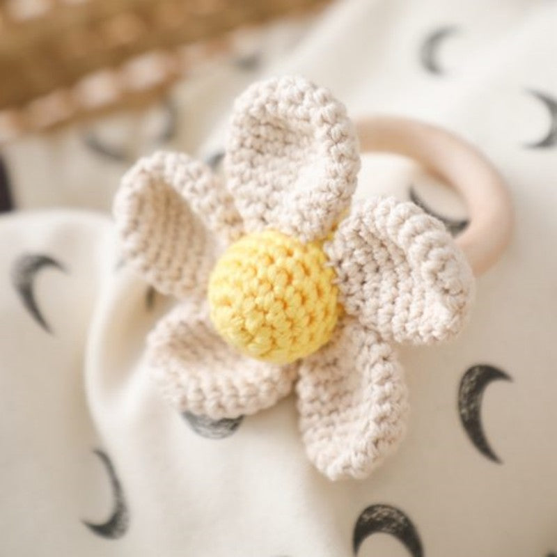 Handmade Knitted Cotton Flower Rattle