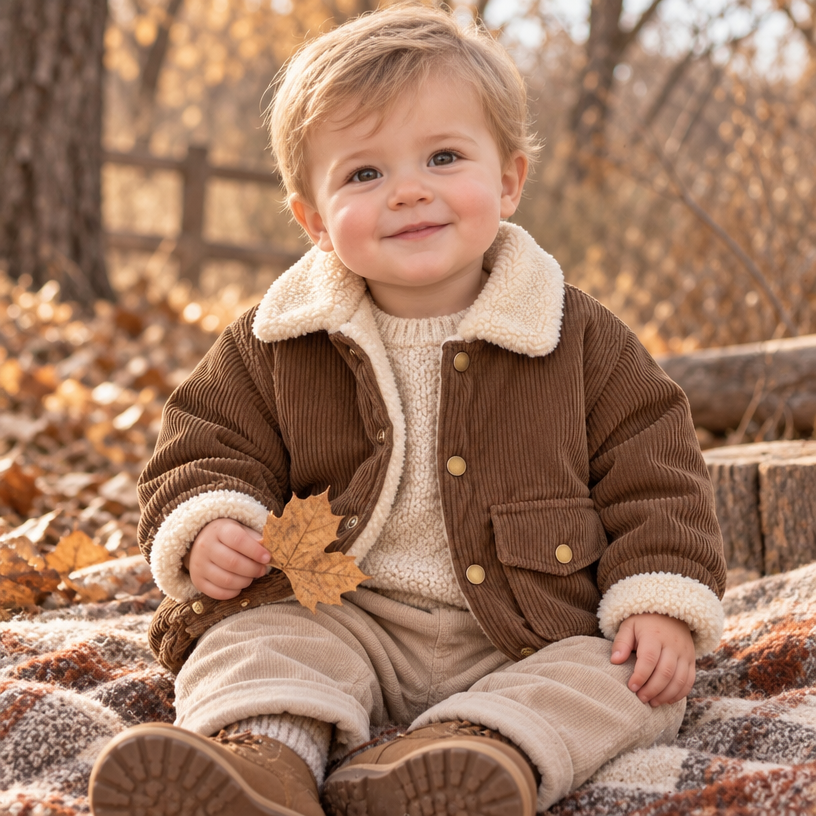 Cozy Collared Fleece-Lined Corduroy Coat