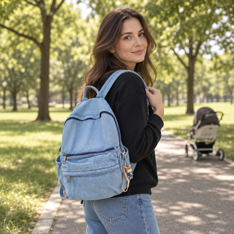On-The-Go Roots Denim Backpack