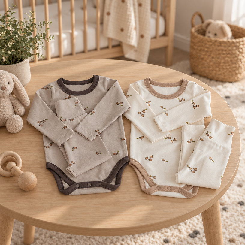 Little Acorns Two Piece Cotton Romper and Leggings Set