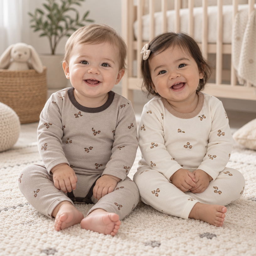 Little Acorns Two Piece Cotton Romper and Leggings Set
