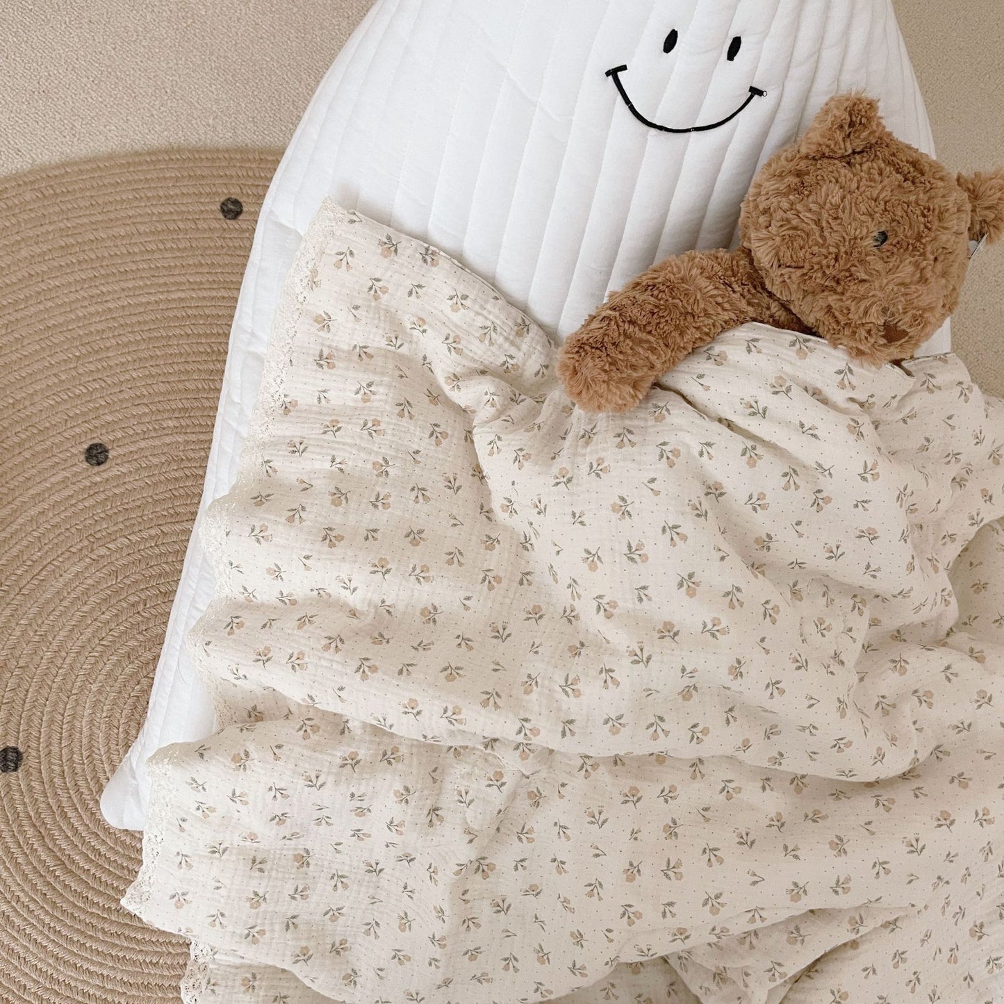 Quality Cotton Baby Quilts in Earthy Vintage Floral