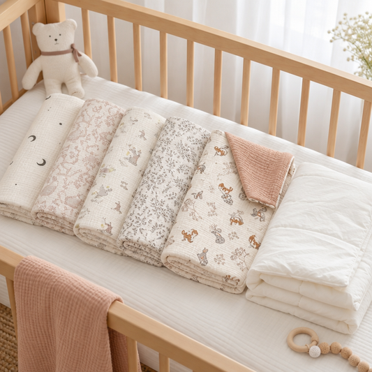 Nursery Nest Cotton Crib Quilt with Removable Cover