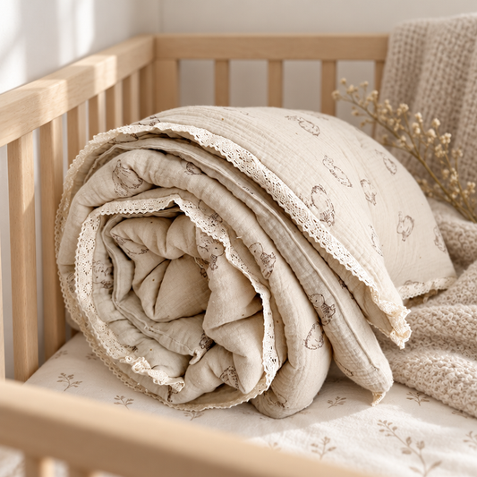 Little Bunny Meadow Cotton Crib Quilt