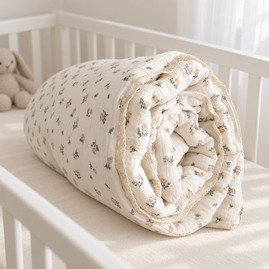 Petal Blooms Cotton Crib Quilt