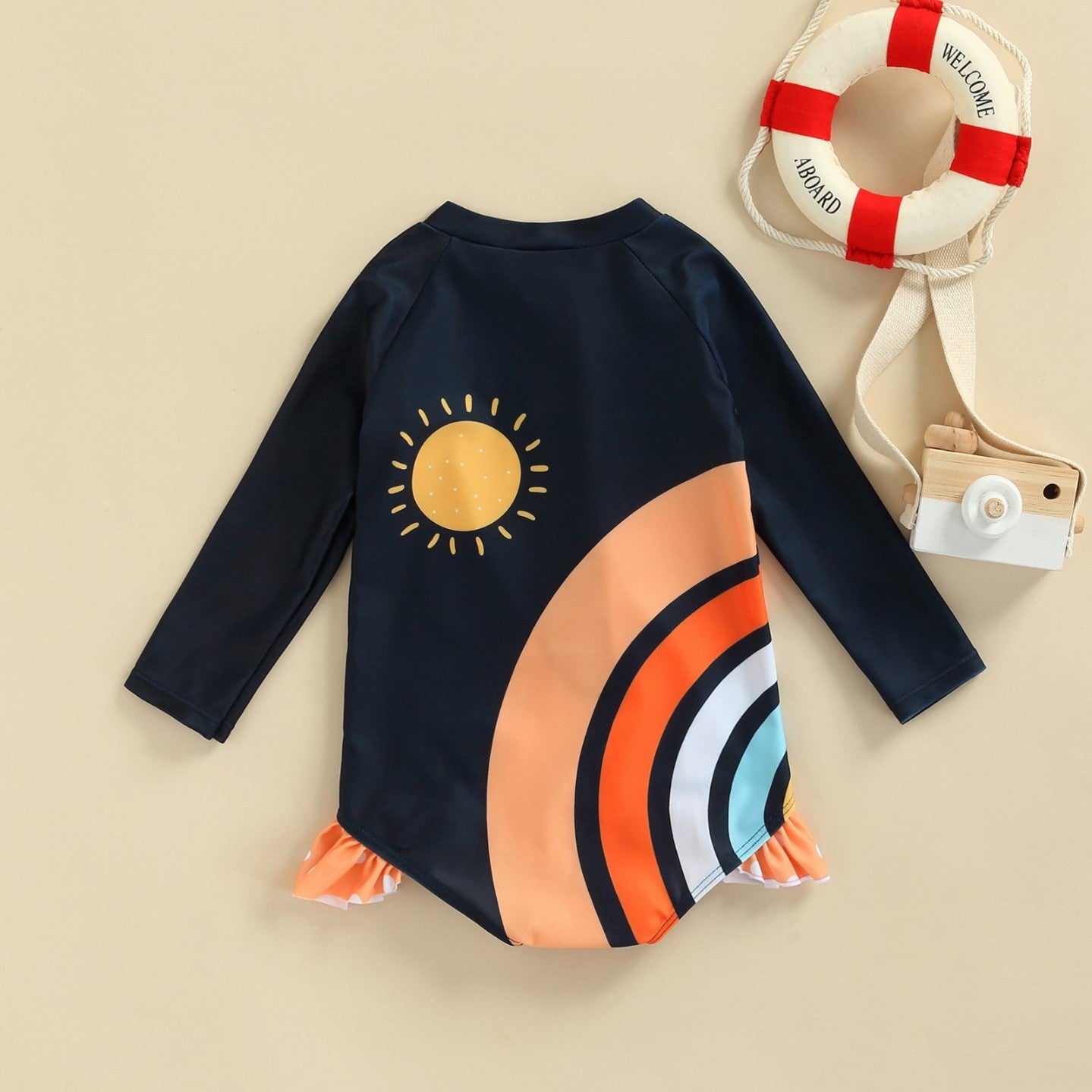 Rainbow Splash Long Sleeve Swim Suit