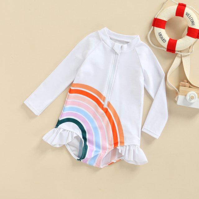 Rainbow Splash Long Sleeve Swim Suit