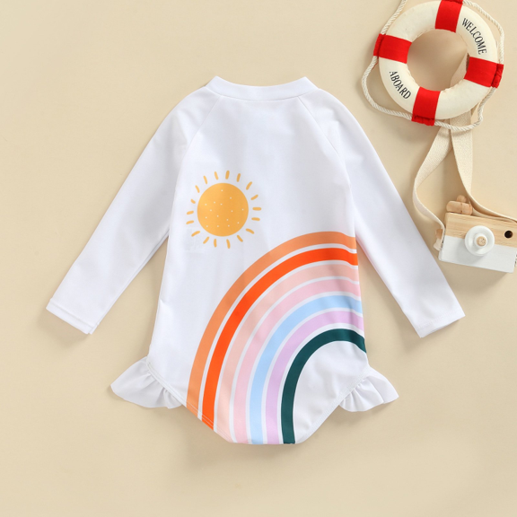 Rainbow Splash Long Sleeve Swim Suit