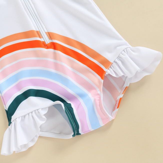 Rainbow Splash Long Sleeve Swim Suit