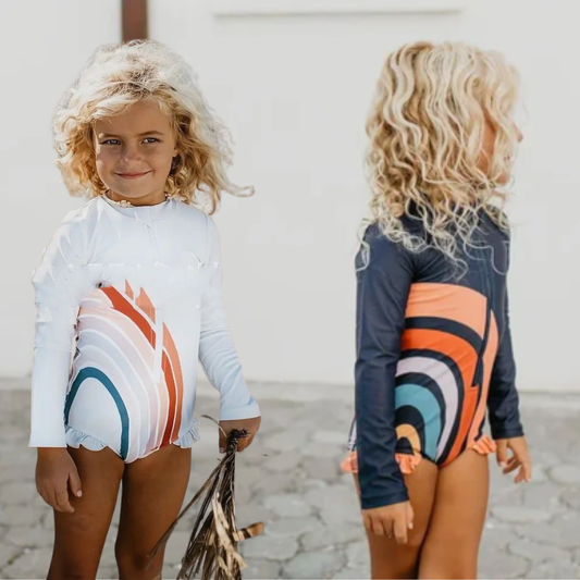 Rainbow Splash Long Sleeve Swim Suit