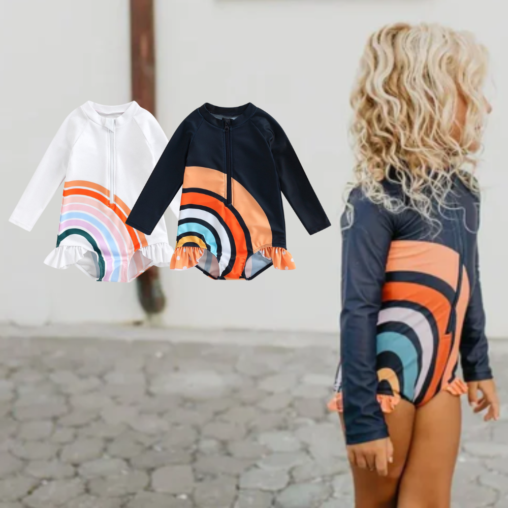 Rainbow Splash Long Sleeve Swim Suit