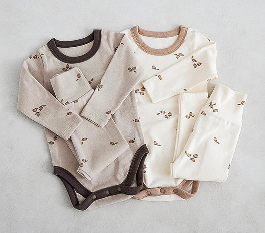 Little Acorns Two Piece Cotton Romper and Leggings Set