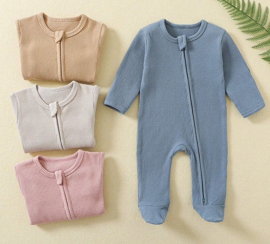 Long Sleeve Waffle Cotton Onesie