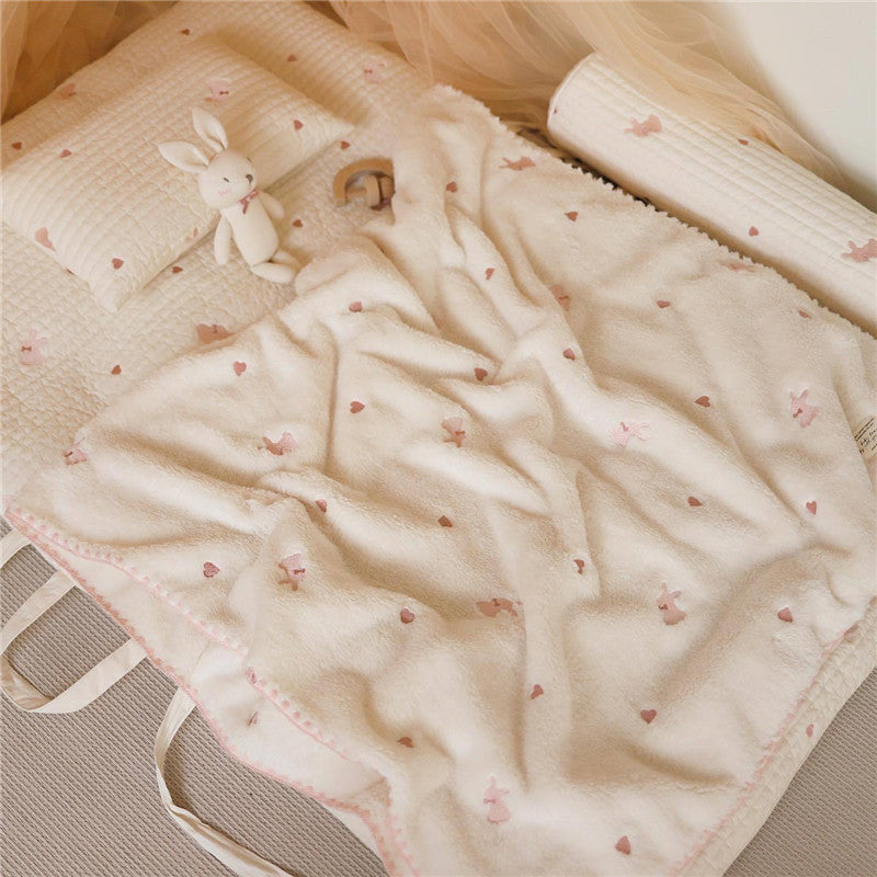 Embroidered Soft Coral Fleece Baby Blanket (4 designs)