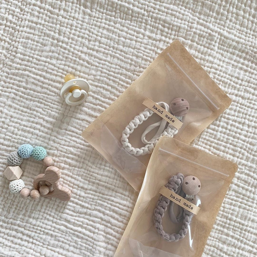 Handmade Cotton Tube Pacifier Clip Chain (Buy 2 for $34)