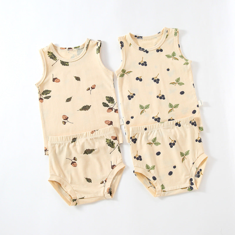 Earthy Summer Cotton Vest and Shorts (4 design options)