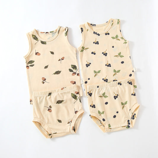 Earthy Summer Cotton Vest and Shorts (4 design options)