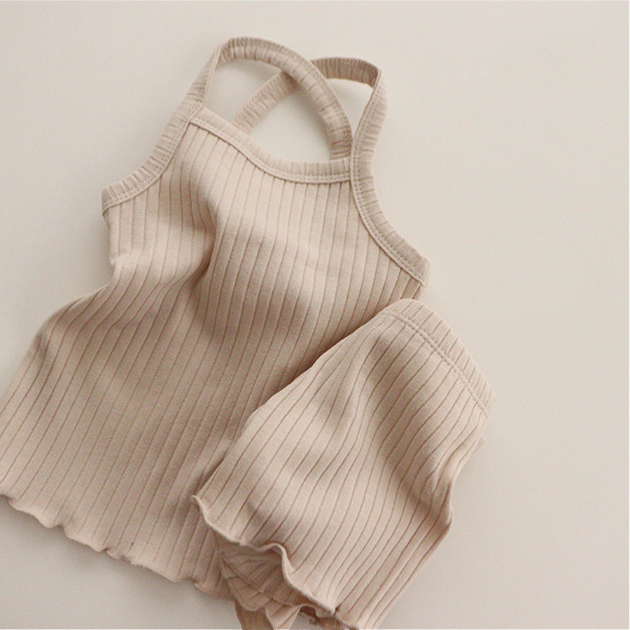 Baby Girls Ribbed Cotton Earthy Summer Set