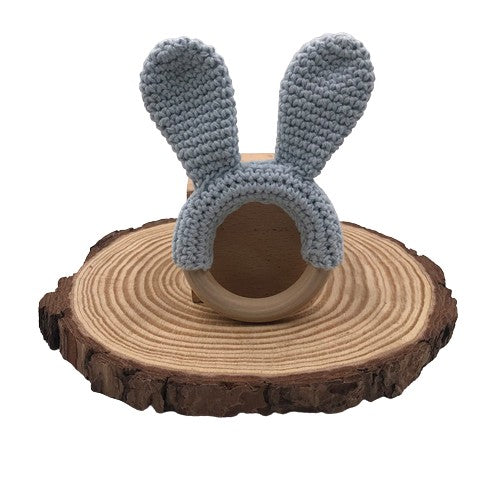 Wooden Crochet Rabbit Ear Teether