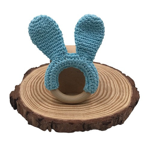 Wooden Crochet Rabbit Ear Teether
