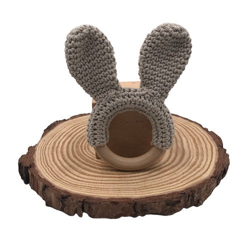 Wooden Crochet Rabbit Ear Teether